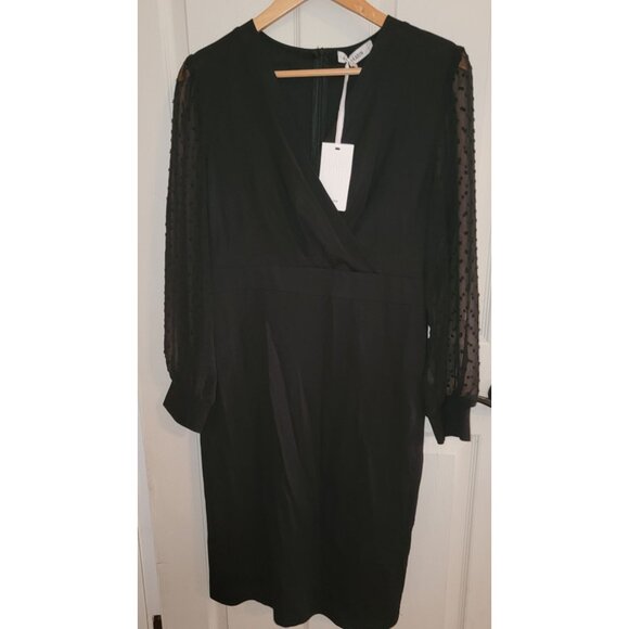 Grace Karin Dresses & Skirts - Grace Karin Womens Black Sheer Sleeve V-Neck Dress Size L